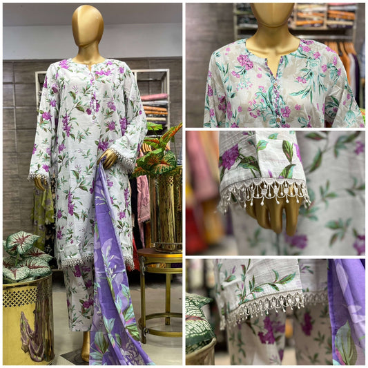 PRINTED DORIA LAWN 3 PIECE